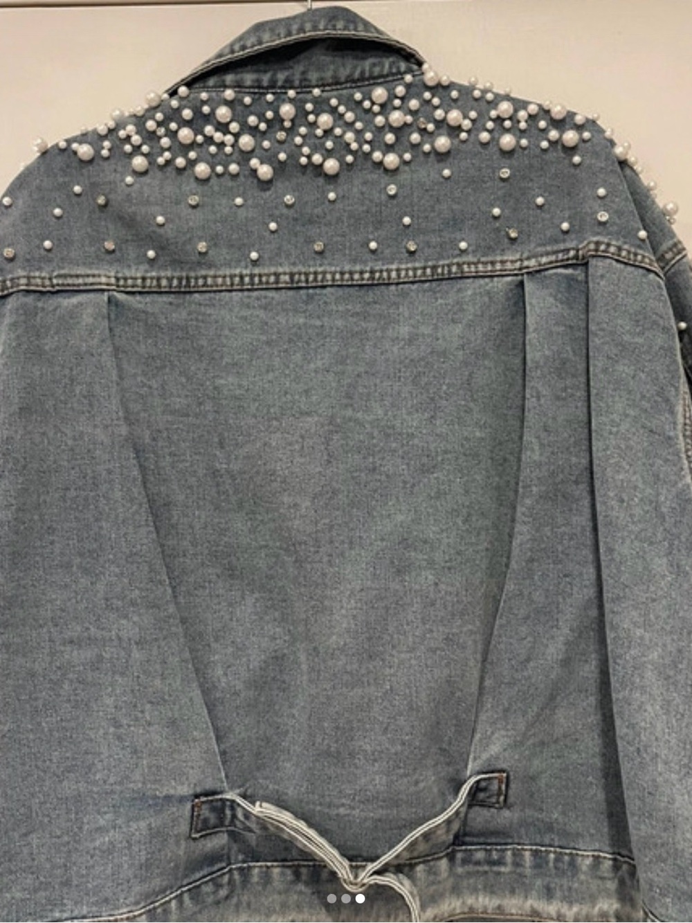 Curvalicious Pearl Embellished Denim Jean Jacket Plus Size 3X , P2P 27” NWT - Picture 3 of 6